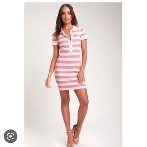 NWT Lulus pink striped button up sweater dress